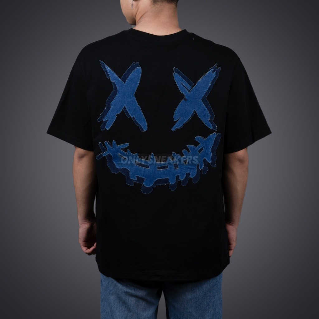 【COD】 RICKY IS CLOWN DOUBLE LAYER DENIM BLACK TEE