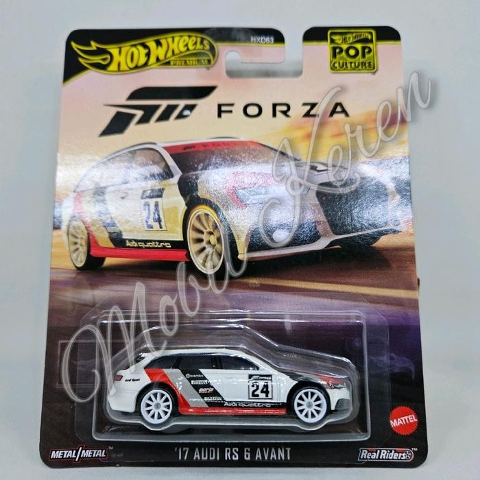 Pee99 Diecast Hot Wheels Premium Forza 17 Audi RS 6 Avant white ban karet