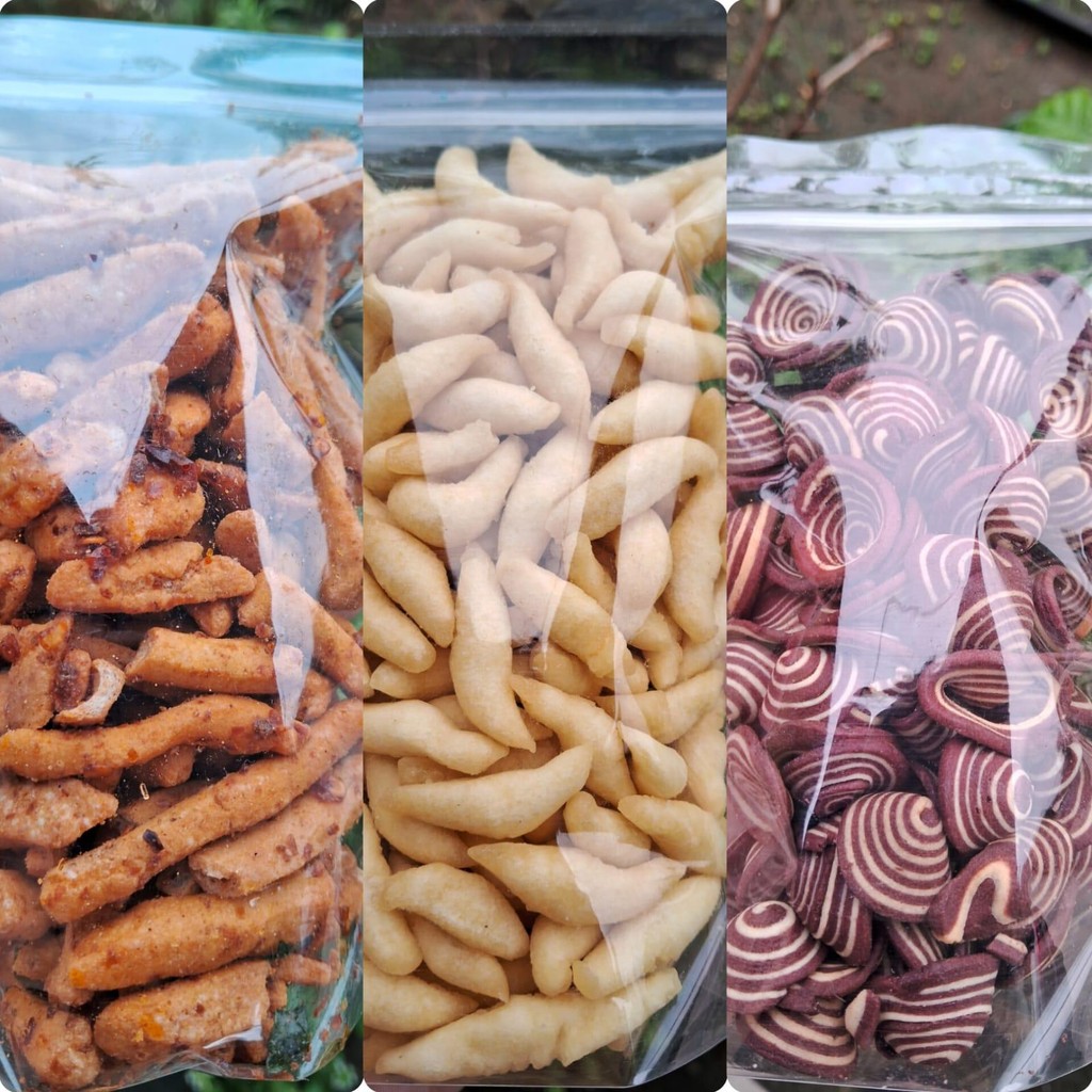 

Camilan kemasan ekonomis aneka Varian dan Rasa Gurih enak gurih manis pedas kemasan 75gr/100gr