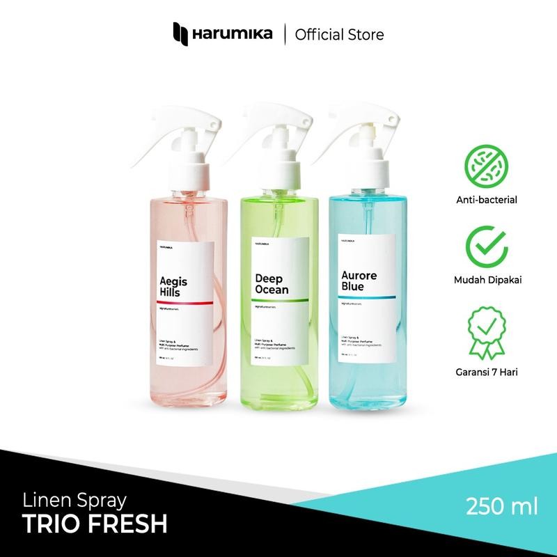 

PAKET TRIO REKOMENDASI (isi 3) - Harumika 250ml LINEN SPRAY & ROOM REFRESHER ANTI BACTERIAL