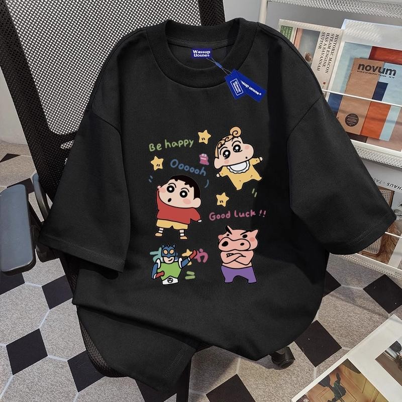 Krayon xiaoxin Pencetakan Kartun Gaya Korea baju atasan wanita terbaru kaos pria oversize couple t s