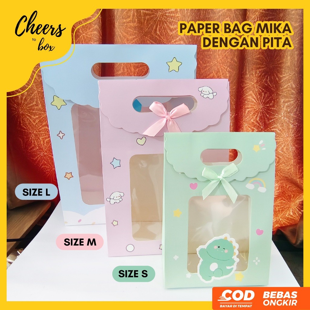 

VIRAL Paper Bag Mika Transparan dengan Pita / Goodie Bag Tempat Kado dengan Pita Motif Karakter Lucu jj-00