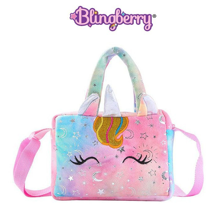 VEROSAE_SHOP BLINGBERRY Sling Bag Unicorn Star Tas Selempang Anak Perempuan Unicorn Star Bulu Sling 