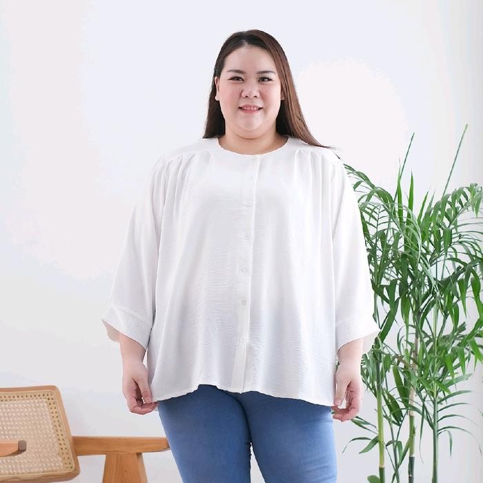 Blouse wanita putih jumbo Ld135cm busuii - putih cindy