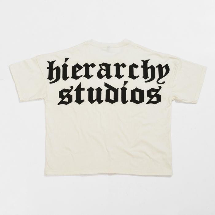 NEW Hierarchy Studios - White Wide Logo Oversized T-shirt - M