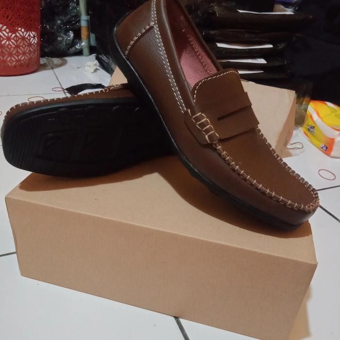 sepatu pantofel pria crocodile kasual formal kulit - Cokelat, 39