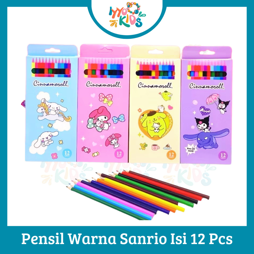 

IYYO KIDS | AT33 Pensil Warna Sanrio isi 12 Pcs Warna Pensil Mewarnai Menggambar Anak Perempuan TK SD