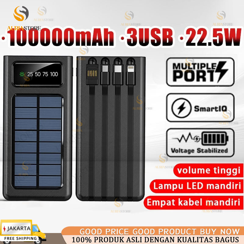 50000/100000 mAh Powerbank Robot Power Bank Solar Cell Tenaga Surya Portable Led Indikator Multifung