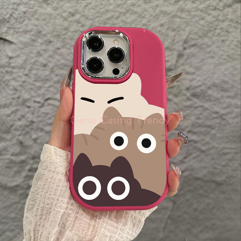 Casing HP silikon lembut kucing kecil lipat imutUntuk Case iPhone 16 11 PRO MAX 12 PRO MAX 13 PRO MA