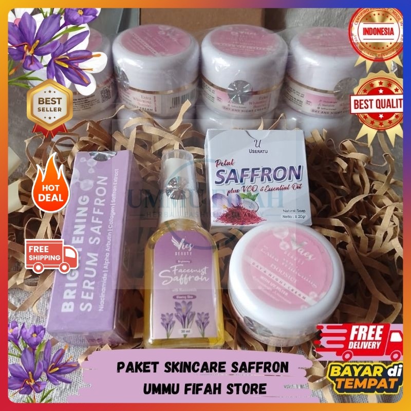 PAKET SKINCARE SAFFRON / SKINCARE BPOM / VIES BEAUTY / SERUM SAFFRON / FACEMIST SAFFRON / CREAM WAJA