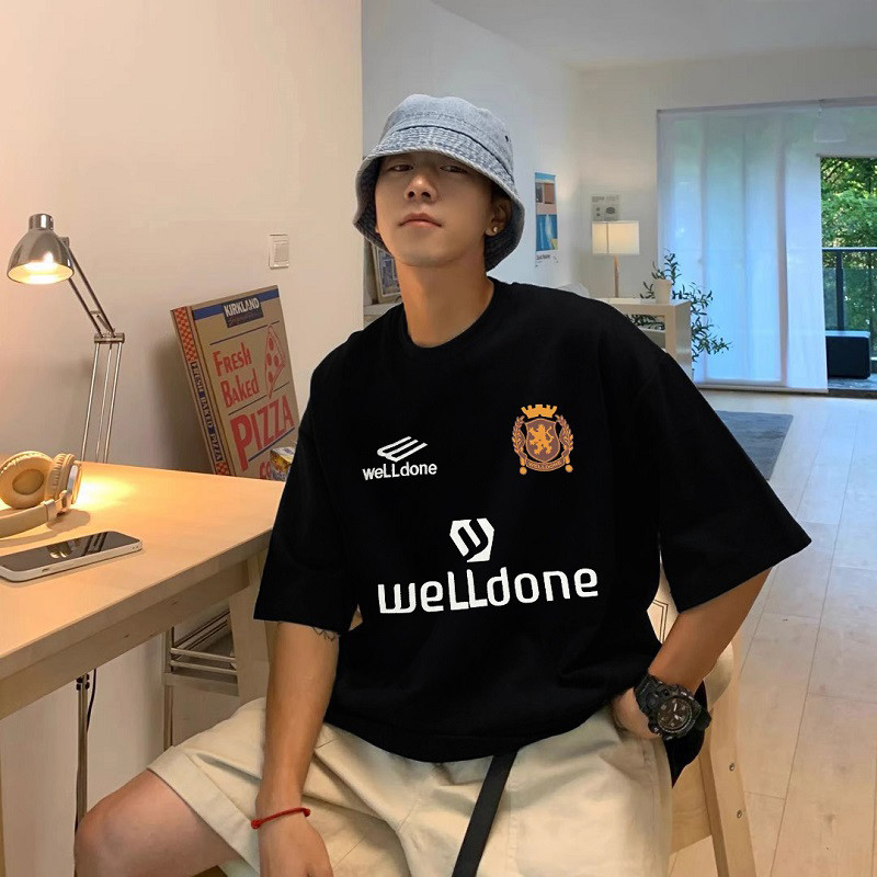 【100% Kapas】WE11DONE TRACK Kaos lengan pendek anak laki-laki kulit Amerika merek tide kualitas mewah