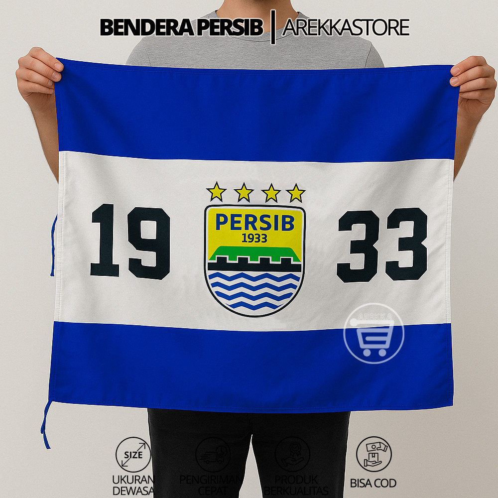 BENDERA PERSIB BOBOTOH VIKING | Atribut Suporter Bola Bandung Dengan Tali Bendera Ukuran Besar
