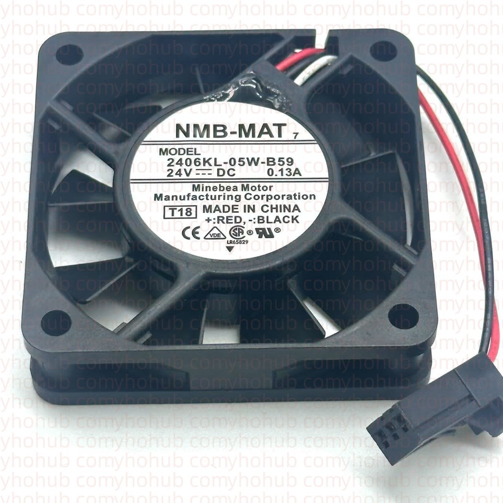 NMB-MAT 2406KL-05W-B59 T18 DC 24V 0.13A 3-Wire 60x60x15mm Server Cooling Fan