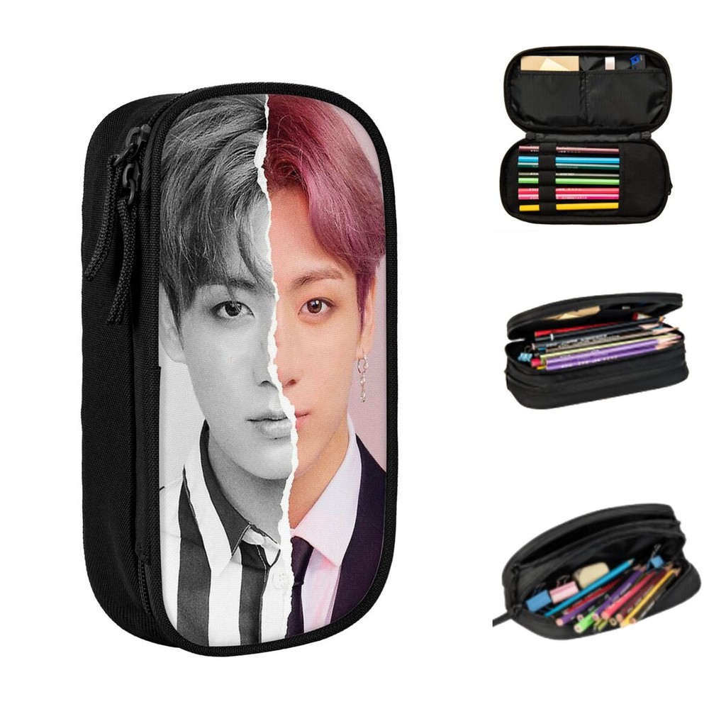 

Jungkook Pencil Cases Large Storage Pen Bags Pen Box Pencil Pouch For Boys Girls Students Stationery School Office