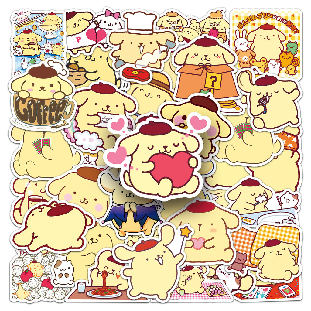 

10/50PCS Cartoon Pompom Purin Sanrio Stickers Funny Kawaii Anime Sticker for Scrapbooking Scrapbook Guitar Waterproof Decals