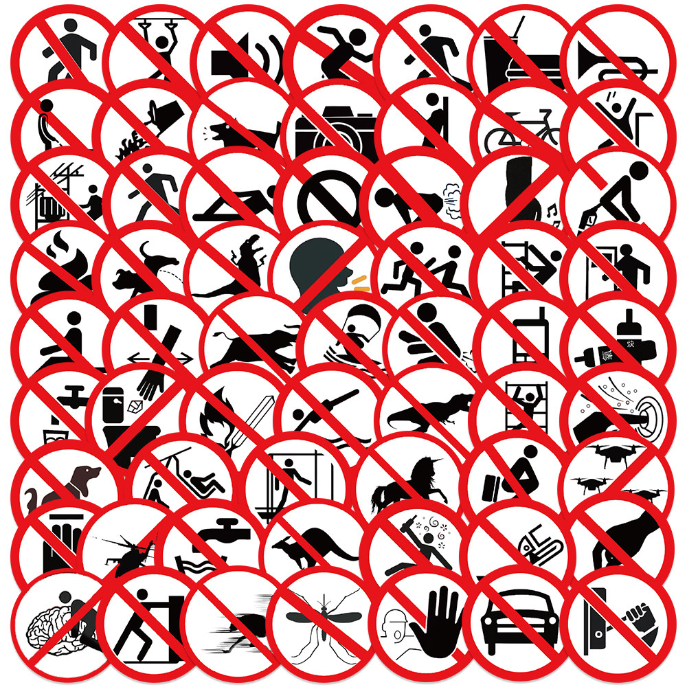 

62pcs Funny Warning Stickers Danger Banning Sign Viny DIY Decal Car Scooter Motorcycle Suitcase Violation Sticker Classic Toy