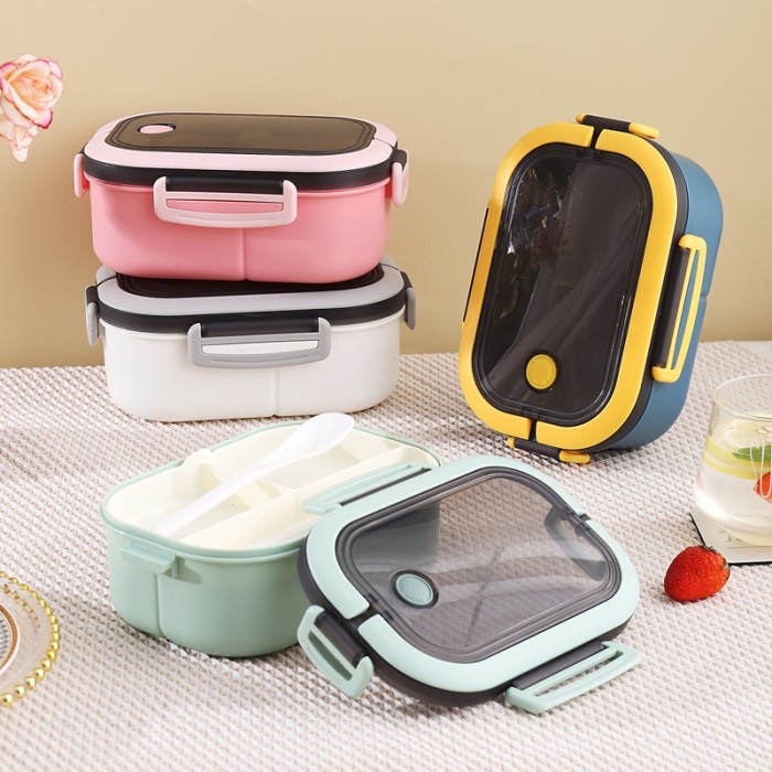 BONBOX Green Kotak Makan 2Layer 6 Grid Lunch Box Tenteng Kota Bekal
