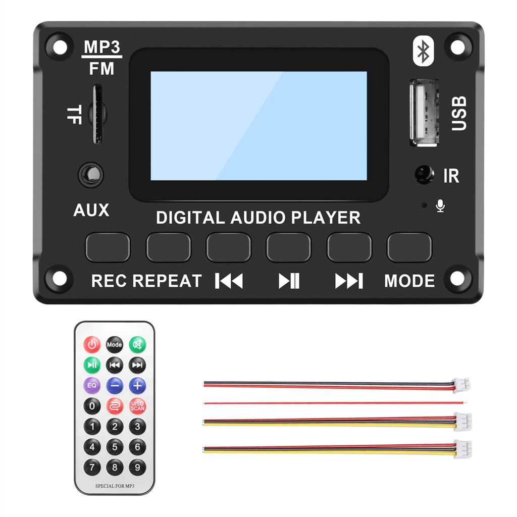 Car Bluetooth MP3 Decoder Board LCD Display MP3 Audio Module Speaker Support FM Radio AUX USB Decodi