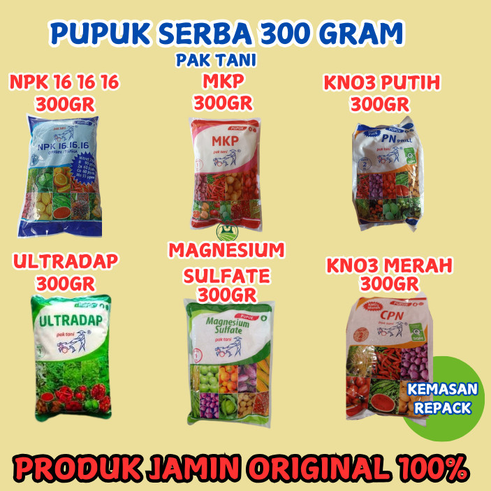 300 Gram Pupuk MKP KNO3 Putih NPK 161616 KNO3 Merah Pak Tani Kemasan Repack