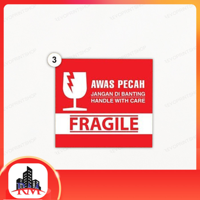 

STICKER FRAGILE MERAH 6 X 5,5 CM - No 3