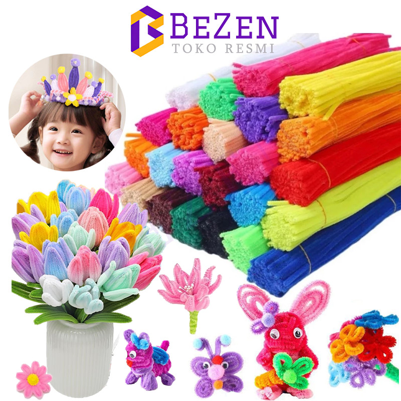 

100 Biji Kawat Bulu Premium Tebal Halus Mercy / Kawat Bunga / Pipe Cleaner/Kawat Bulu Mainan Anak Craft Diy