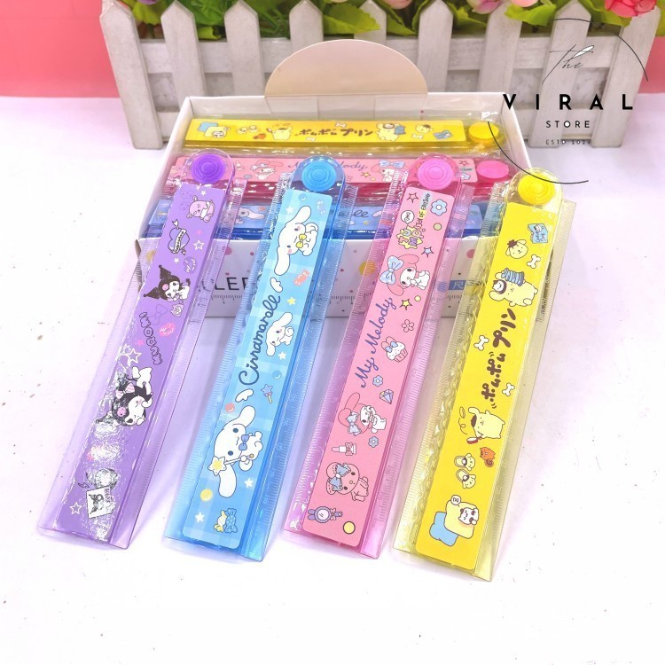 

THE VIRAL STORE Penggaris Lipat Sanrio Premium Panjang 30 cm Melody Kuromi PomPomPurin Lucu Imut