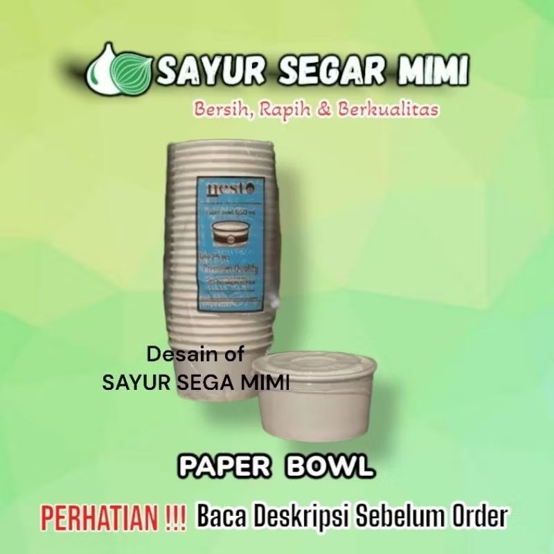 

Paper Bowl Putih + Tutup 800ml isi 25pcs - Sayur Palembang