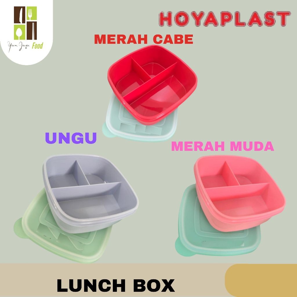Lunch Box / Tempat Makan / Wadah / Merah Cabe / Ungu / Merah Muda / Food Grade / BPA Free Hoyaplast