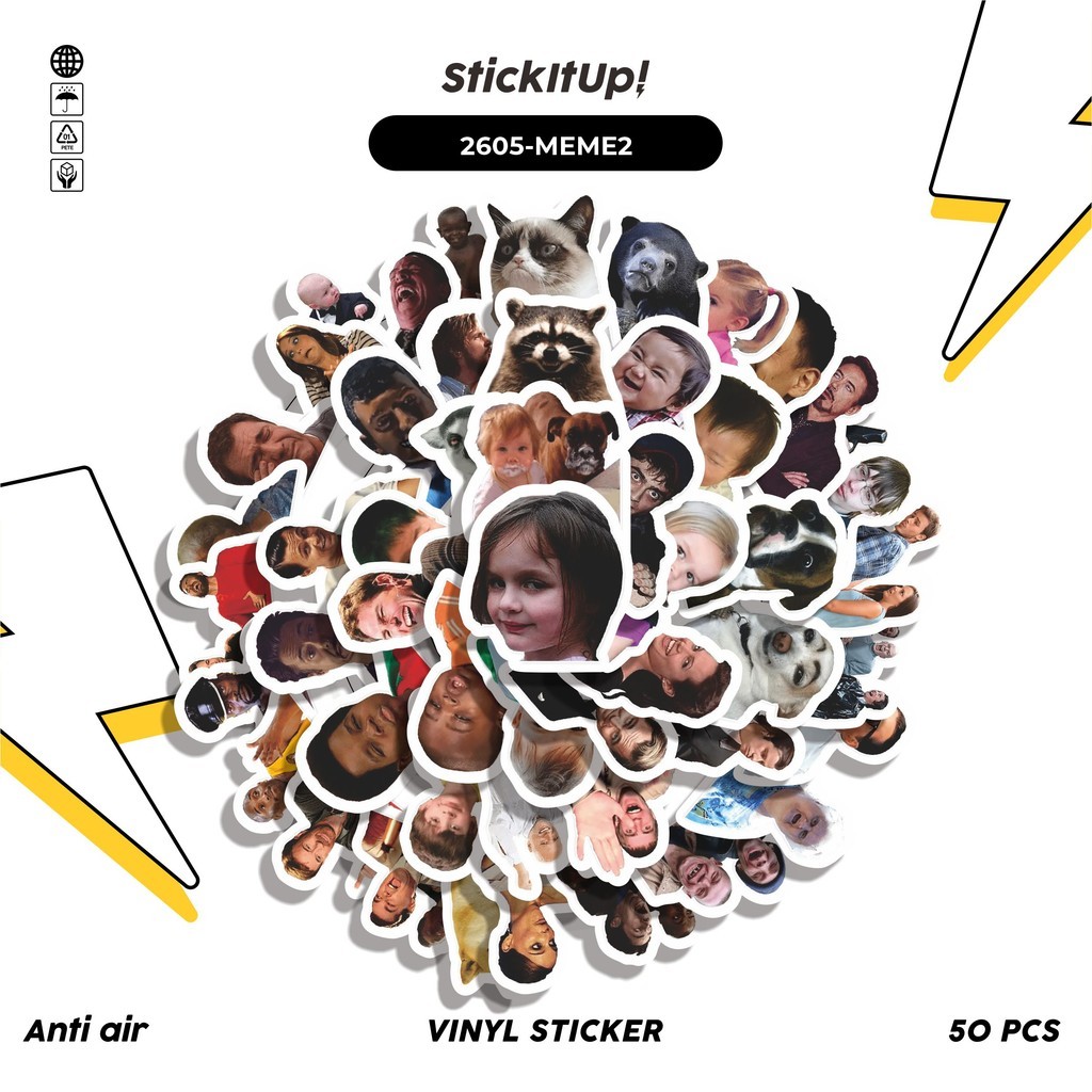

COD✨ 50 Pcs Stiker Pack WORLD MEME PACK 02 Lucu Aesthetic Vynil Waterproof untuk Freebies Sticker Buku Journal Casing HP Laptop