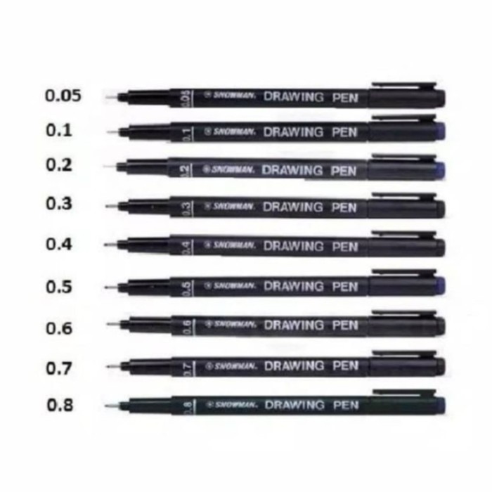 

Ay00! Drawing Pen Snowman FT 700 0.05 0.1 0.2 0.3 0.4 0.5 0.6 0.7 0.8 mm - 1 lusin isi 12 pcs
