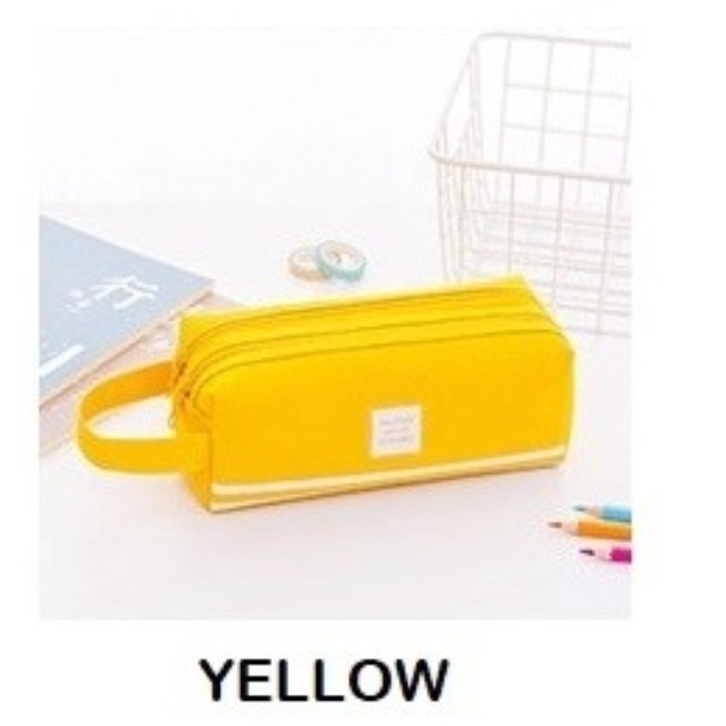 

[New]Best Seller kotak pensil dan stationery Dual Zipper / dompet pensil 2 pouch - yellow