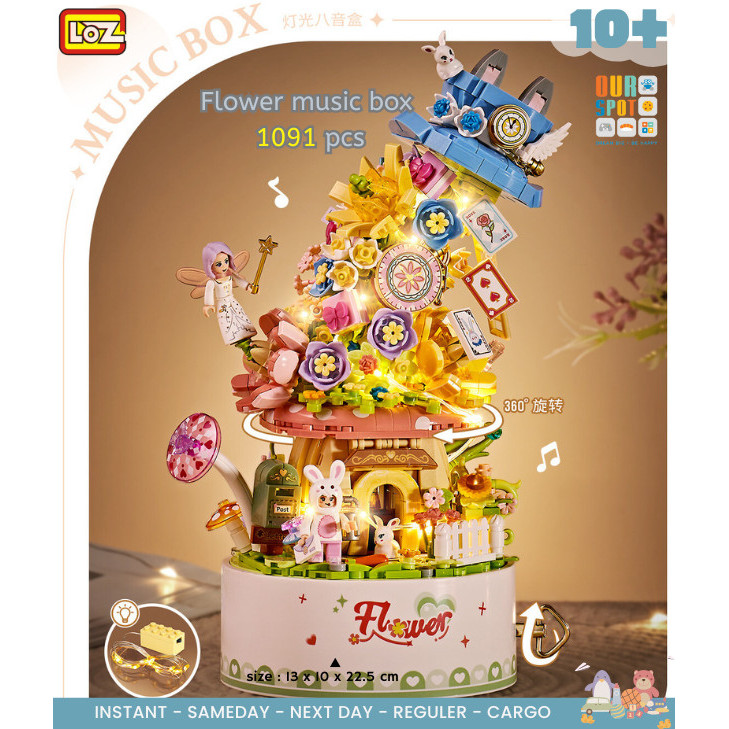 LOZ 1954 Flower Music box (lamp and batrei) 1091 pcs - LOZ DIY music box - LOZ ideas  Mini brick - P