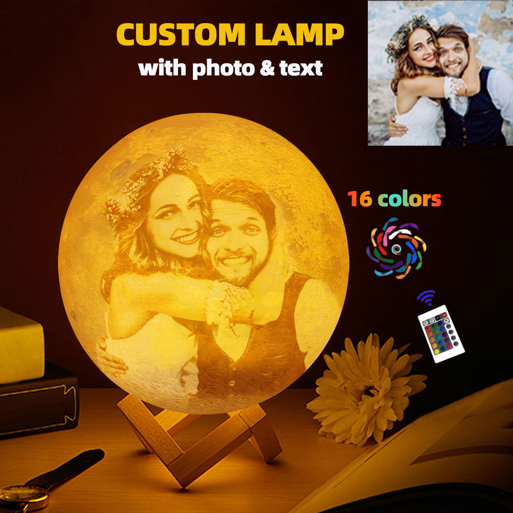 

Personalized 3D Printing Moon Lamp Customized Photo Text Night Light USB Rechargeable Birthday Mother Day Lunar Christmas Gift