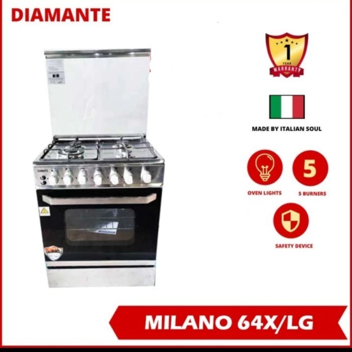 DIAMANTE MILANO 64x Kompor 4 Tungku Freestanding 60cm Garansi