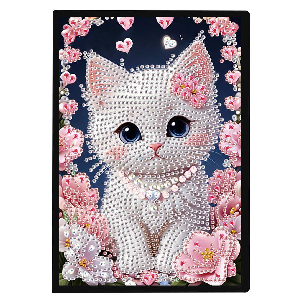 

Diamond Art Painting Notebook Kit,Pink Cat Notebooks Sketch Books for Adults Diamond Notebook for Home office Creative Gifts