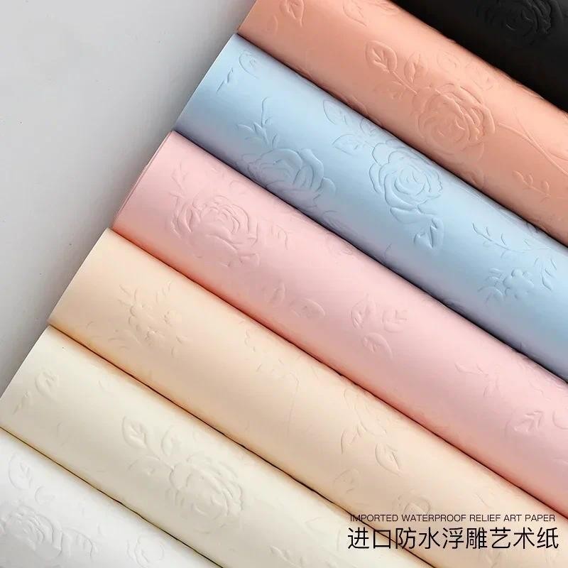 

10pcs 58*58cm Convex Textured Art Paper Waterproof Flower Packaging Papers Flower Bouquet Three-dimensional Packaging Paper