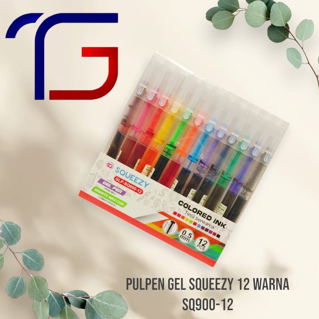 

Squeezy Pulpen Gel 12 Warna GLP-SQ90012 Non Toxic