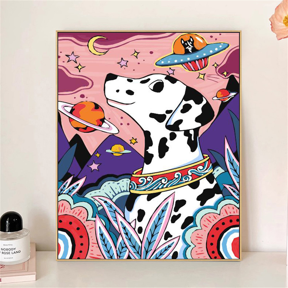 

Painting by Numbers For Adult Kit Cute Dalmatian DIY Dropshipping Canvas Oil Paint by Number Home Decor