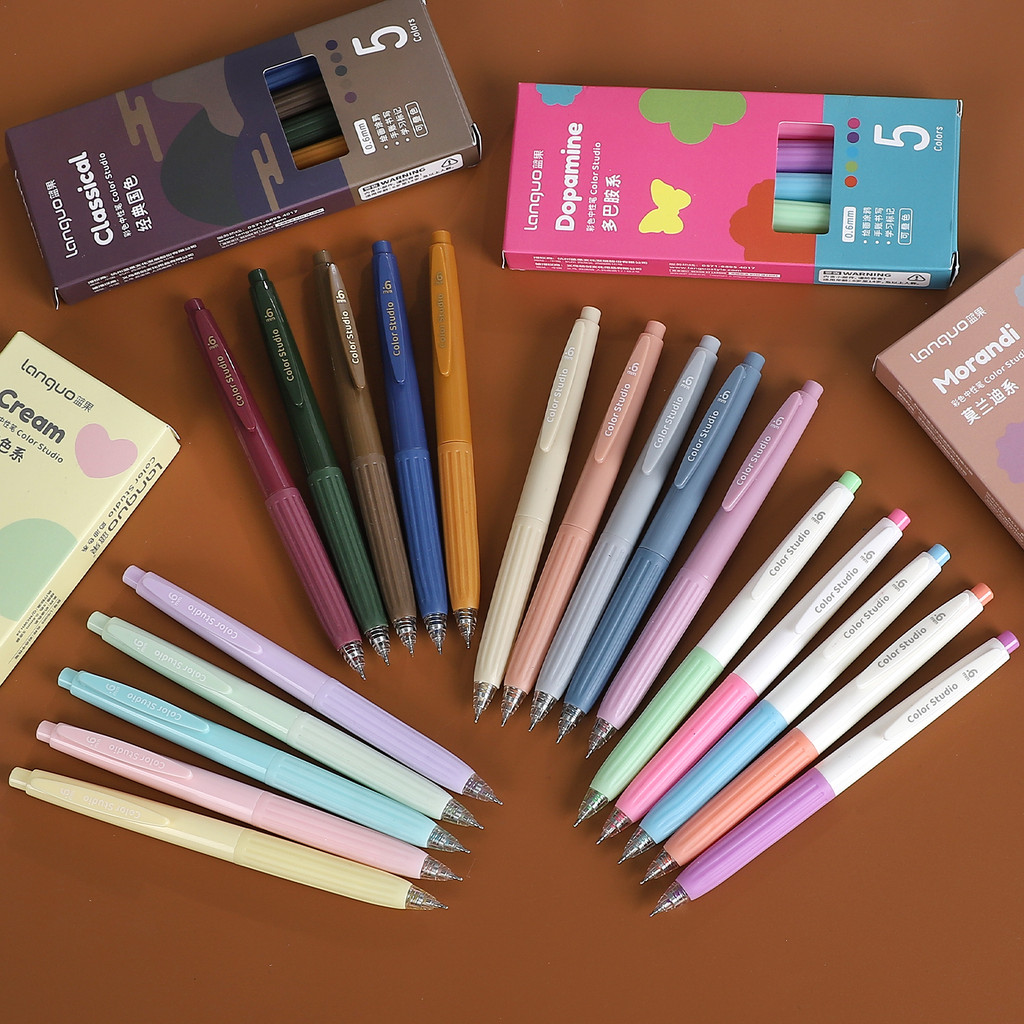 

5 Pcs/set Morandi Color Painting Colorful Press Gel Pen Set Write Smoothly Creative DIY Student Supplies Stationery