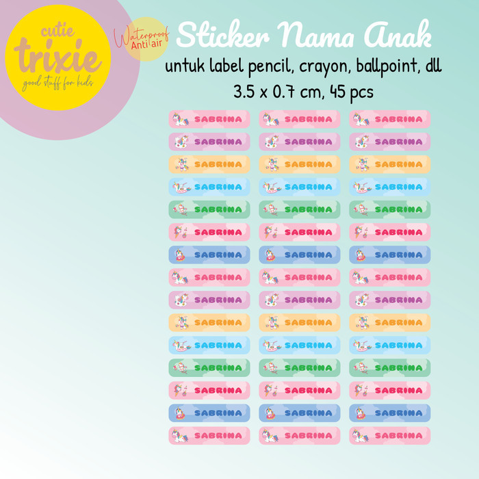 

Sticker Label Nama Anak pen crayon pensil Unicorn 2