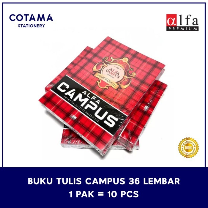 

Buku Tulis Alfa CAMPUS Premium 36 lembar - 1 pack isi 10 buku