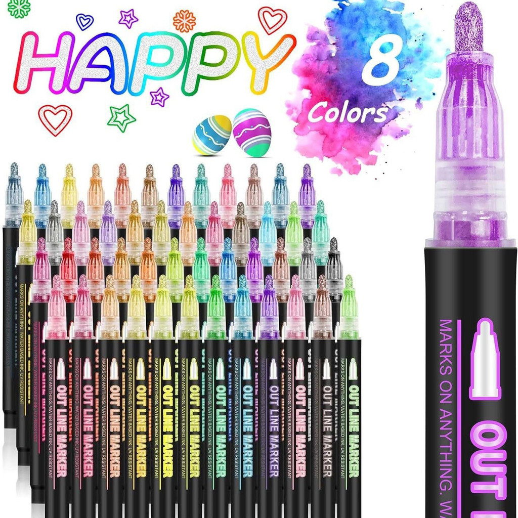 

✨AWC✨ SPIDOL MARKER GRAFITTI DOUBLE LINE ISI 8 PCS DENGAN WARNA BERBEDA DAN TINTA METALIK