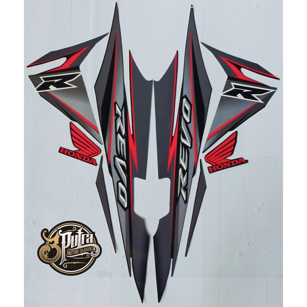 STICKER STRIPING LIST BODI HONDA REVO OLD LAMA TAHUN 2008 WARNA FULL HITAM/KAWAN SEMBILAN9