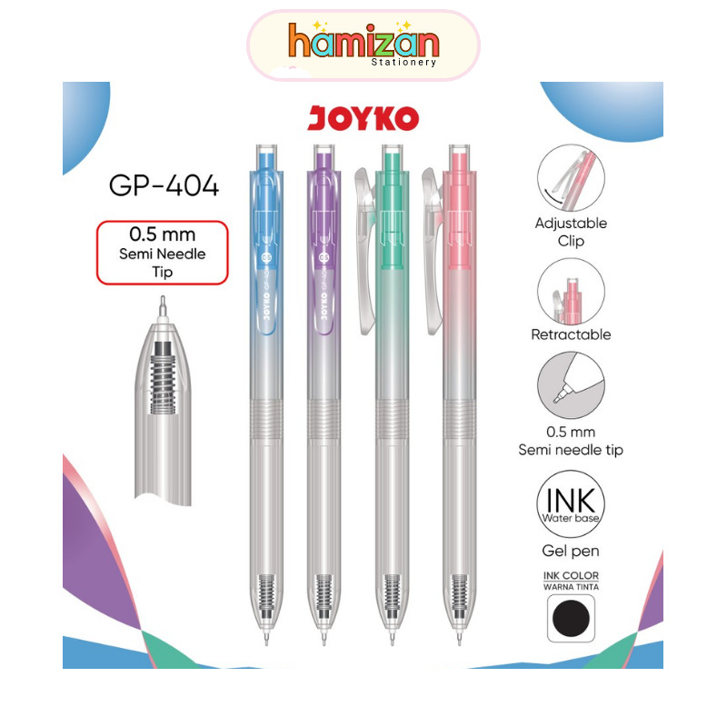 

( 1 pcs ) GP404 Pulpen Gel Cetrek / Gelpen Retractable Gp-404 / Pen Cetrek 0,5 mm / Bolpen Cetrek hitam Joyko / Gel Pen Pulpen Pena Joyko GP-404 0.5 mm Murah Berkualitas