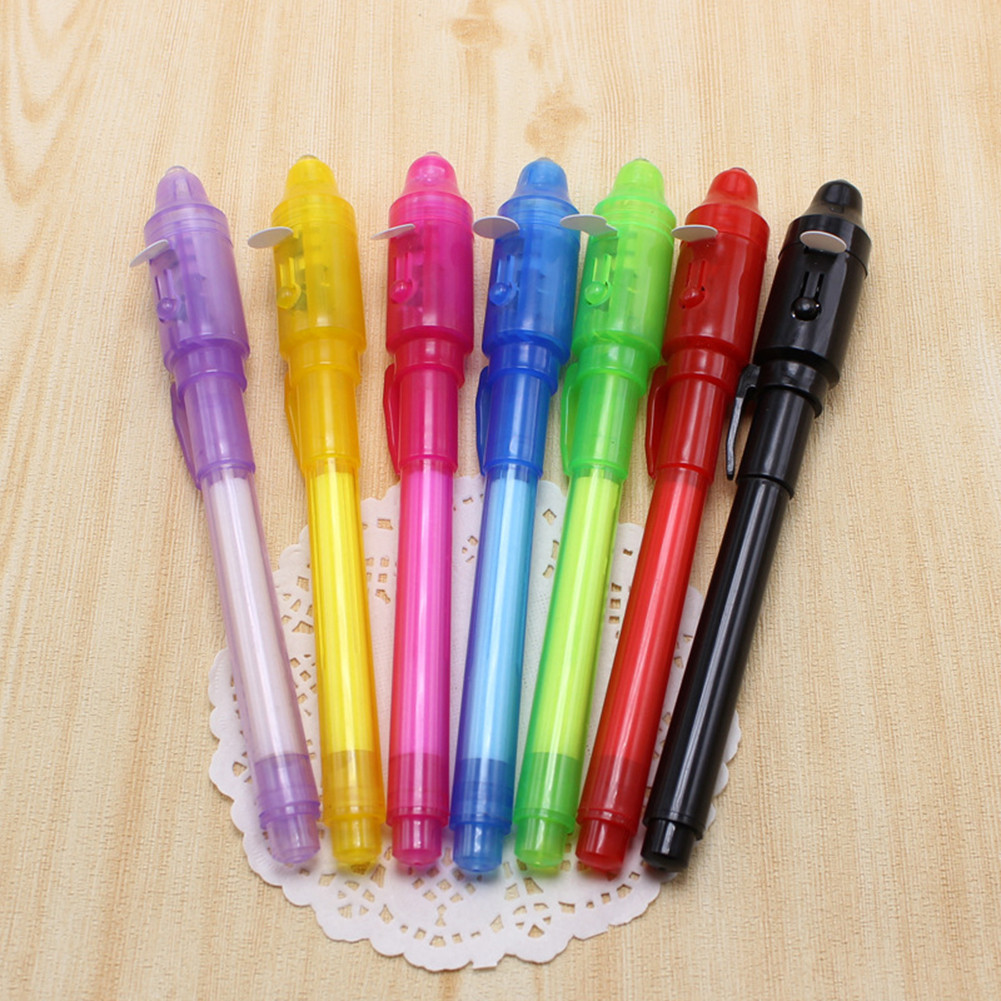 

2 in 1 Luminous Light Invisible Ink Pen UV Check Money Drawing Magic Pens