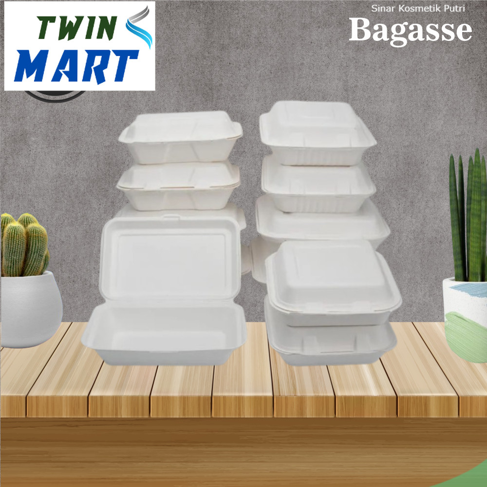 

Bagasse Box / Lunch Box / Burger Box / kemasan Per 10 Pcs