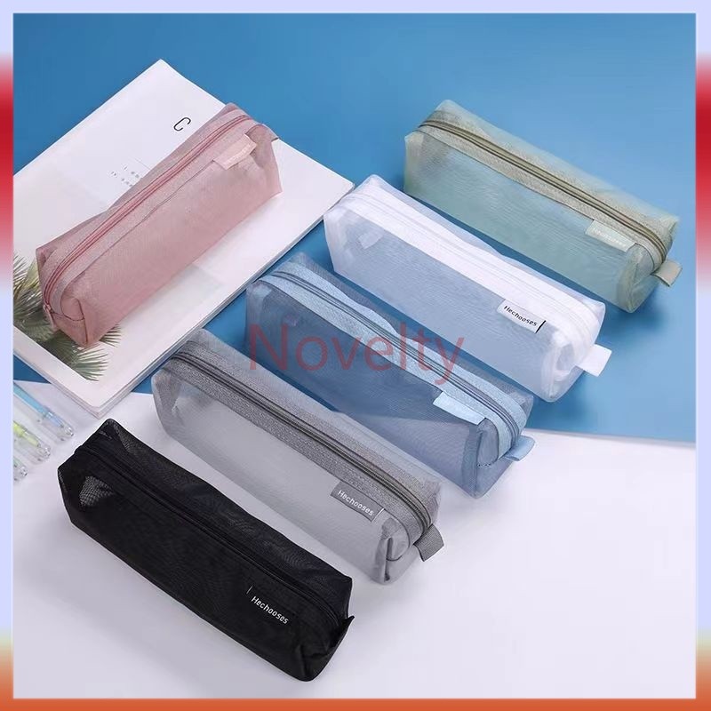 

Novelty Tempat Pensil Transparan Simple Transparan / Tempat Pensil Korea Mesh