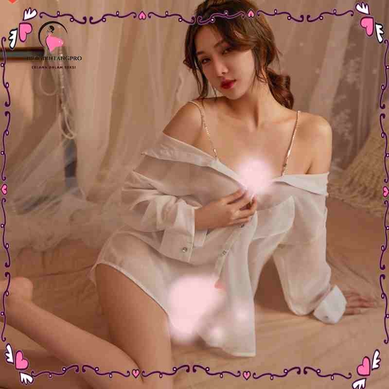 [ RedPink ] Baju Dinas Malam Wanita Dewasa Transparan Sexy Hot Fit Lingerie Kemaja Long Sleeve Lenga