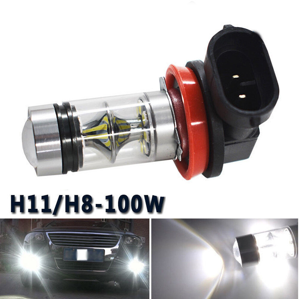 2Pcs 100W H11 H8 Lampu Kabut Lampu LED Mobil Super Terang 20SMD 4300K 1000LM Mobil Warna Puith Lampu