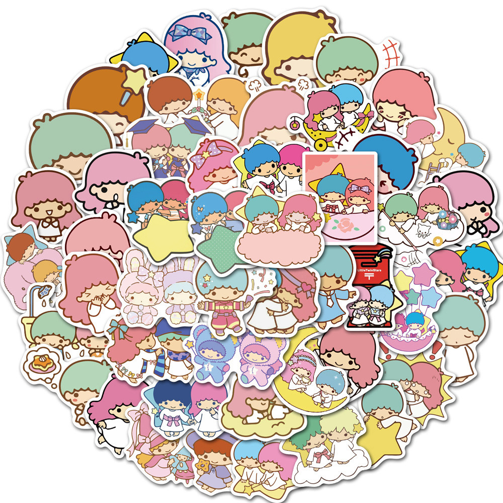 

10/30/50/100pcs Cute Sanrio Little Twin Star Stickers Aesthetic Kawaii Cartoon Decal Laptop Phone Motorcycle Sticker for Kids